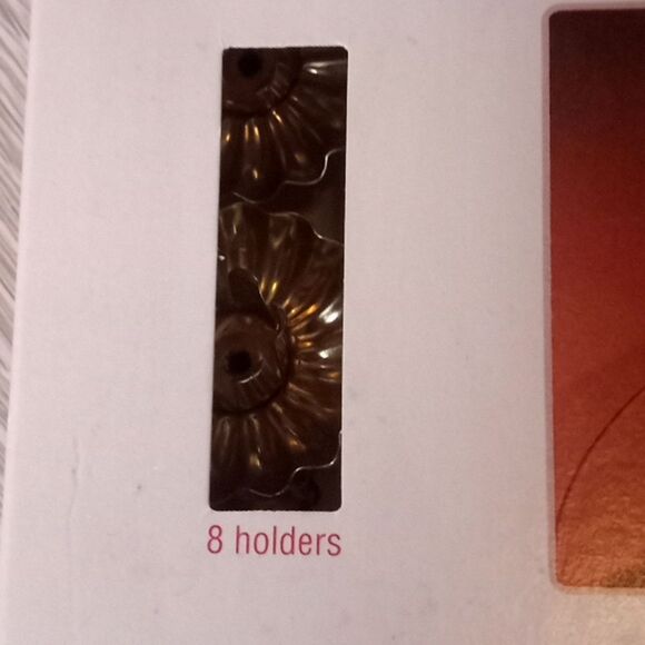 Vintage Set of 8 Plate Candle Holders 16 Red Candles Gold Metal Brass Clip - Picture 7 of 12